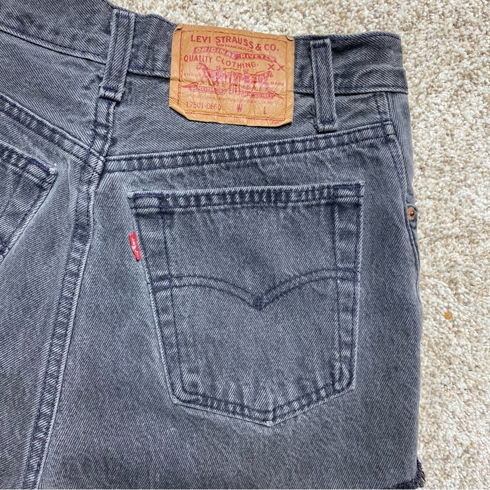 Vintage Levi’s 501 Cut-Off Denim High Waisted Shorts Black Gray - Picture 5 of 9